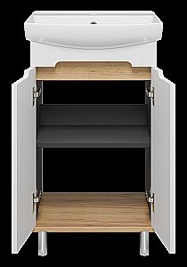 Тумба с раковиной Misty Сканди - 50 Э-Ска01050-0150-2Д белый/графит для ванной в интернет-магазине Sanbest