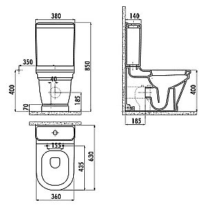 Унитаз напольный CREAVIT ANTIK AN360-11 белый, с бачком купить в интернет-магазине Sanbest