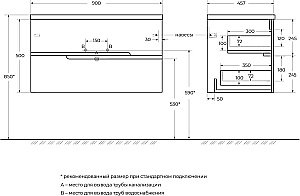 Тумба с раковиной Cezares DUET-N 90 DUET-N-900-2C-SO-BL белая глянцевая для ванной в интернет-магазине Sanbest