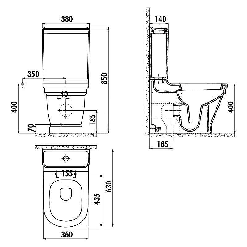 Унитаз напольный CREAVIT ANTIK AN360-11 белый, с бачком купить в интернет-магазине Sanbest
