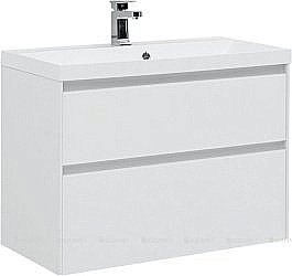 Тумба с раковиной Aquanet Гласс 196960 90 белый для ванной в интернет-магазине Sanbest