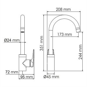 Смеситель для кухни WasserKRAFT Wiese 8407 купить в интернет-магазине сантехники Sanbest