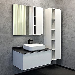 Тумба с раковиной Comforty Милан 90 (T-Y9378) белый глянец для ванной в интернет-магазине Sanbest