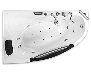 Ванна акриловая Gemy Glass Panel G9046 O 161х96 белая с гидромассажем купить в интернет-магазине Sanbest