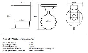 Стакан для зубных щеток Bemeta Retro - бронза 144110017 купить в интернет-магазине сантехники Sanbest