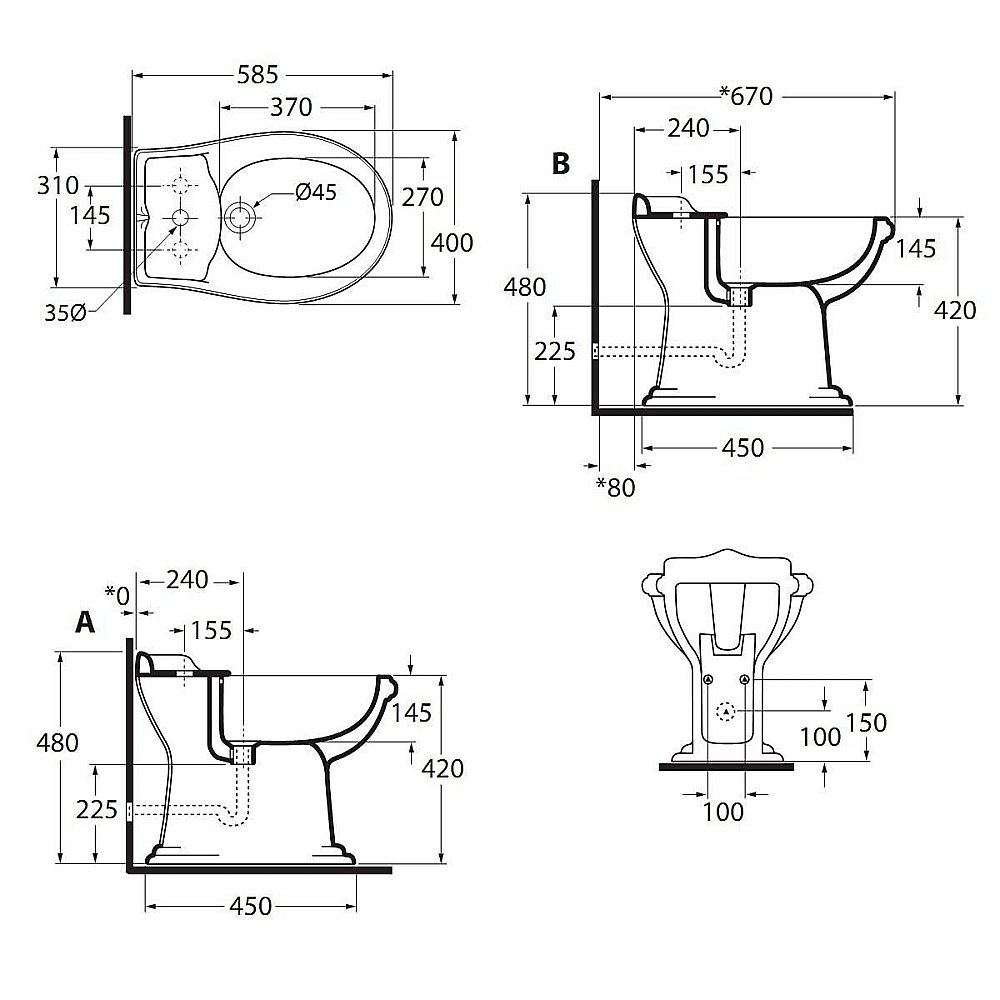 Биде напольное AZZURRA Jubilaeum JUB500/M купить в интернет-магазине Sanbest