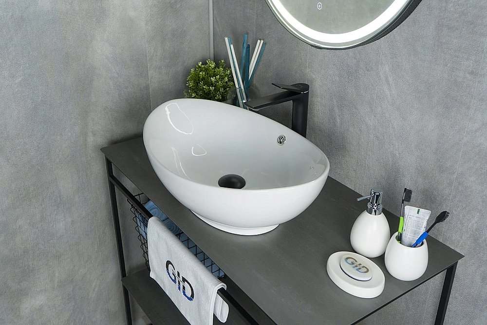 Раковина накладная Gid Lago 60 N9019 51108 белая купить в интернет-магазине Sanbest