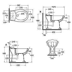 Биде напольное AZZURRA Jubilaeum JUB500/M купить в интернет-магазине Sanbest