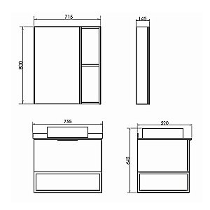 Тумба с раковиной Comforty Порто 00-00008926 75 дуб тёмно-коричневый для ванной в интернет-магазине Sanbest