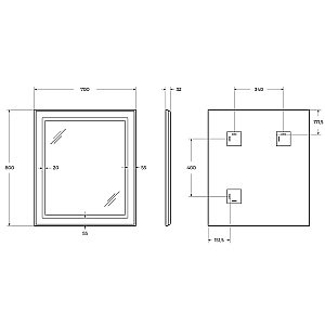 Зеркало BelBagno Kraft SPC-KRAFT-700-800-SENS-NERO черный в ванную от интернет-магазине сантехники Sanbest