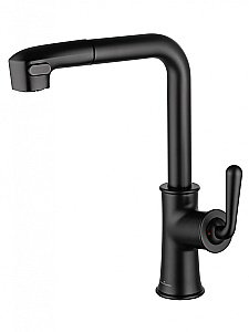 Смеситель для кухни с выдвижным изливом WONZON & WOGHAND, Черный матовый (WW-88439008A-MB) купить в интернет-магазине сантехники Sanbest