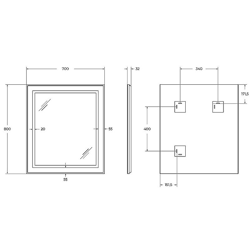 Зеркало BelBagno Kraft SPC-KRAFT-700-800-SENS-NERO черный в ванную от интернет-магазине сантехники Sanbest