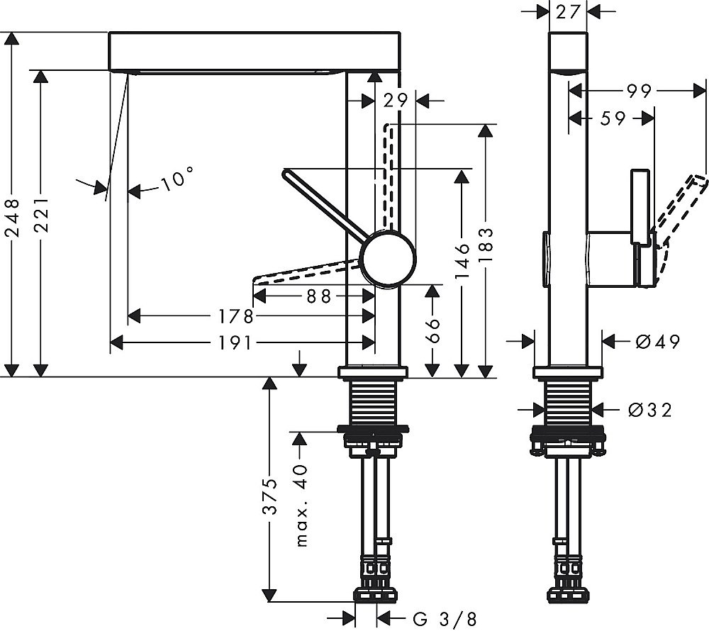 Смеситель для раковины Hansgrohe Finoris 76060000 купить в интернет-магазине сантехники Sanbest