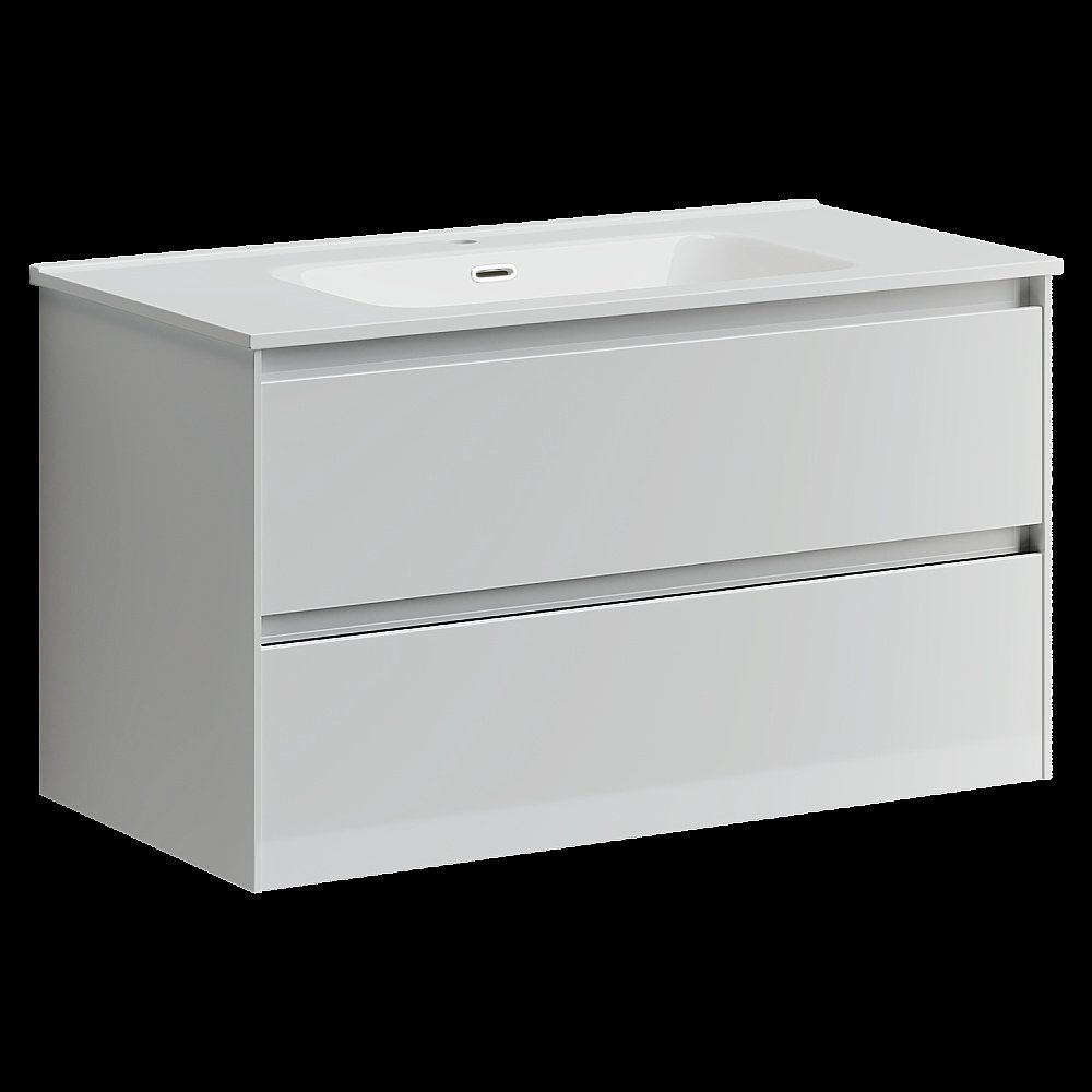 Тумба с раковиной Sancos Cento CN90W белый глянец для ванной в интернет-магазине Sanbest
