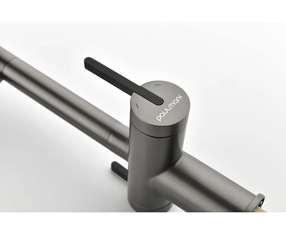 Смеситель для кухни Paulmark Gravity Gr213888-GM вороненая сталь купить в интернет-магазине сантехники Sanbest