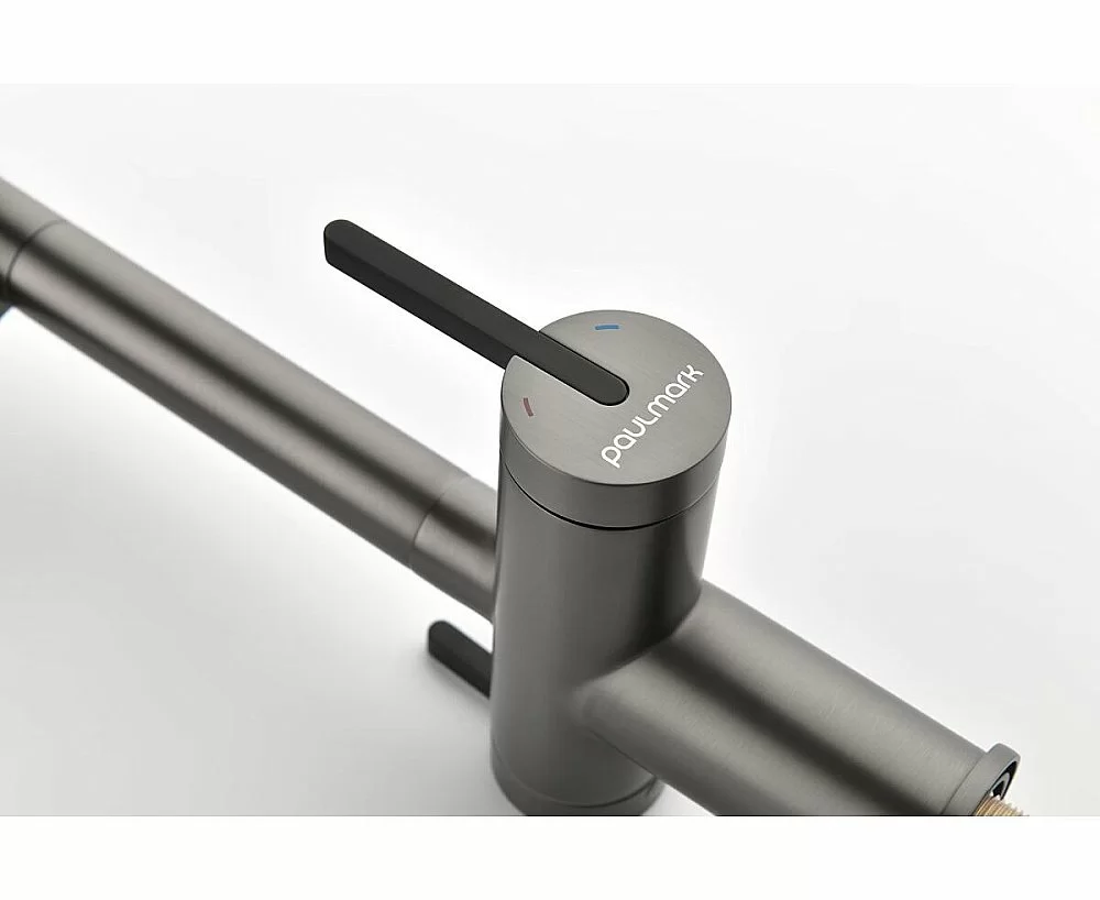 Смеситель для кухни Paulmark Gravity Gr213888-GM вороненая сталь купить в интернет-магазине сантехники Sanbest