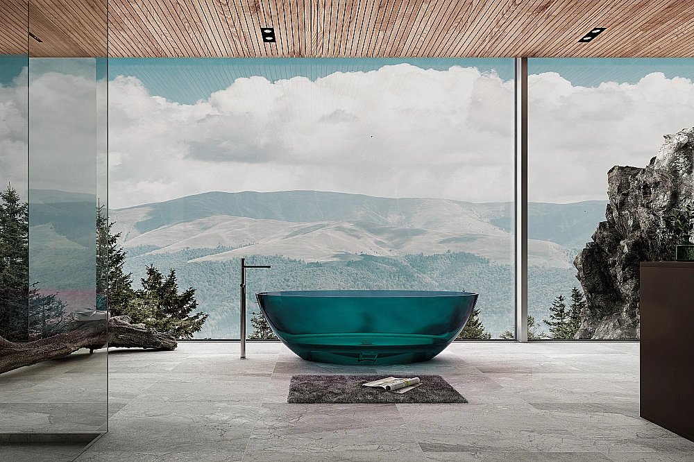 Ванна Abber Kristall AT9702Aquamarin 180x85 бирюзовая прозрачная купить в интернет-магазине Sanbest