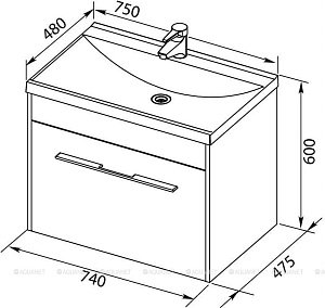 Тумба с раковиной Aquanet Августа 210028 75 белый для ванной в интернет-магазине Sanbest