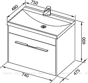 Тумба с раковиной Aquanet Августа 210028 75 белый для ванной в интернет-магазине Sanbest