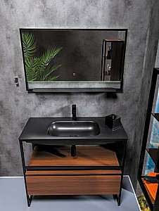 Тумба с раковиной Armadi Art Loft 120 темное дерево для ванной в интернет-магазине Sanbest