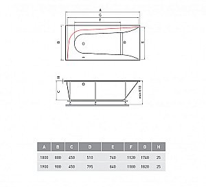 Акриловая ванна Vayer Boomerang 190x90 купить в интернет-магазине Sanbest