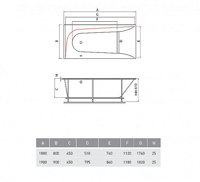 Акриловая ванна Vayer Boomerang 190x90 купить в интернет-магазине Sanbest