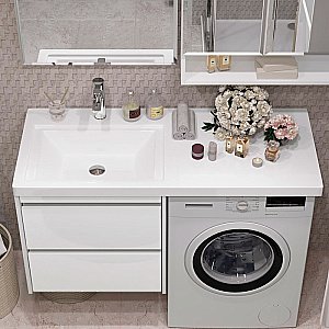 Тумба подвесная с раковиной Опадирис Фреш 56 белая/белое стекло для ванной в интернет-магазине Sanbest