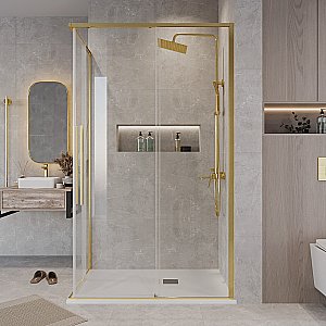 Душевой уголок Grossman Galaxy 300.K33.01.9070.32.00 90x70 стекло прозрачное/профиль золото сатин купить в интернет-магазине Sanbest