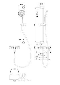 Смеситель для ванны с душевым гарнитуром WONZON & WOGHAND CLICK, Хром (WW-FE05L222-CR) купить в интернет-магазине сантехники Sanbest