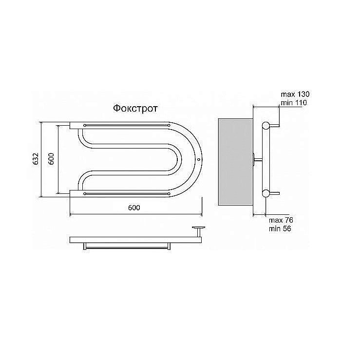 Полотенцесушитель водяной Terminus Фокстрот 600x600 купить в интернет-магазине сантехники Sanbest