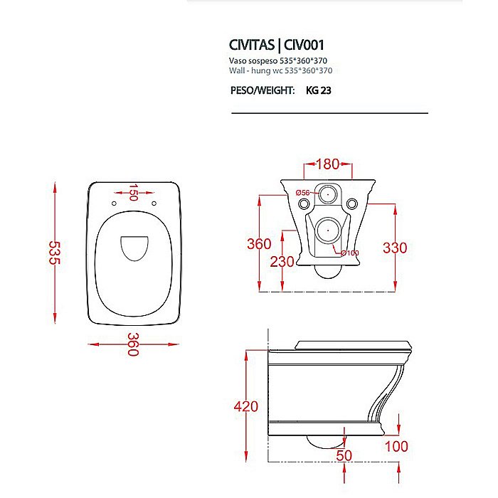 Унитаз подвесной Artceram CIVITAS CIV001 35 00 зеленый купить в интернет-магазине Sanbest