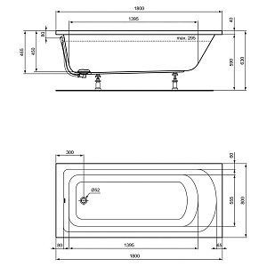 Акриловая ванна Ideal Standard Hotline 180x80 купить в интернет-магазине Sanbest