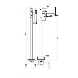 Смеситель для ванны с душем Webert Elio EL851101560 купить в интернет-магазине сантехники Sanbest