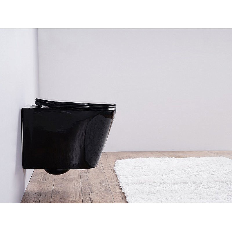 Унитаз подвесной Esbano CLAVEL ESUPCLAVB безободковый, с крышкой микролифт, черный купить в интернет-магазине Sanbest