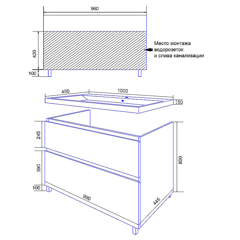 Инсталляция для унитаза Azario AZ-8010-1000 купить в интернет-магазине сантехники Sanbest