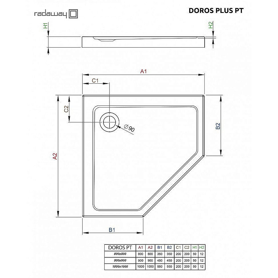 Душевой поддон Radaway Doros Plus PT SDRPTP1010-01 100x100 белый купить в интернет-магазине Sanbest