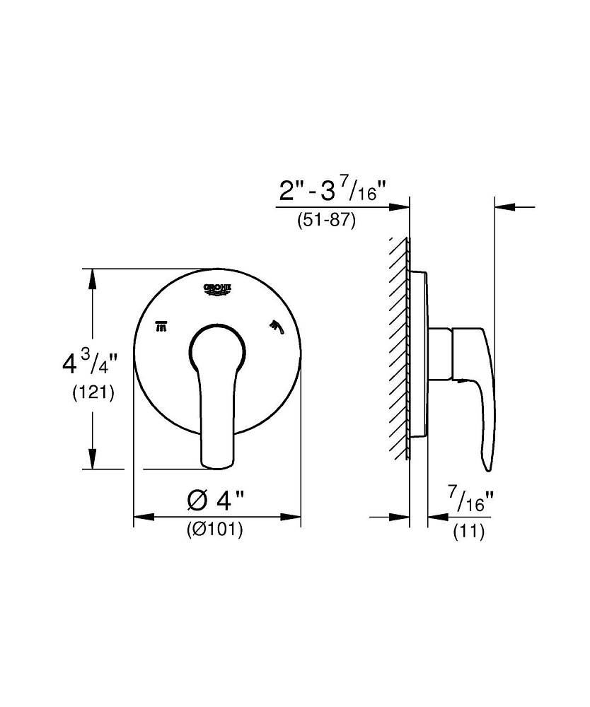 Смеситель для душа Grohe Eurosmart New 19972002 купить в интернет-магазине сантехники Sanbest