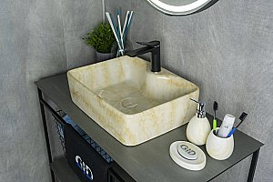Раковина накладная Gid 48 Mnc606 54461 бежевый мрамор купить в интернет-магазине Sanbest