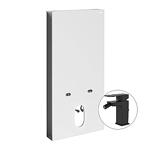 Инсталляция для биде со смесителем WasserKraft Naab 86BDT.050.WH.SQ2006 белая панель/смеситель черный Soft-touch купить в интернет-магазине сантехники Sanbest