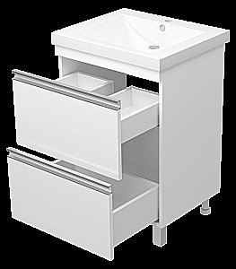 Тумба с раковиной Misty Ингрид - 60 П-Инг-01060-012Я белая для ванной в интернет-магазине Sanbest