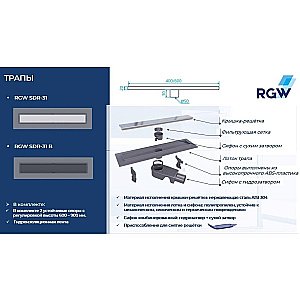 Душевой трап RGW Shower Drain SDR-31B 400 Черный купить в интернет-магазине Sanbest