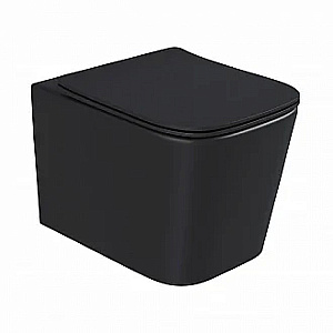 Унитаз подвесной BAS KVADRO BLACK безободковый, с крышкой микролифт, черный купить в интернет-магазине Sanbest