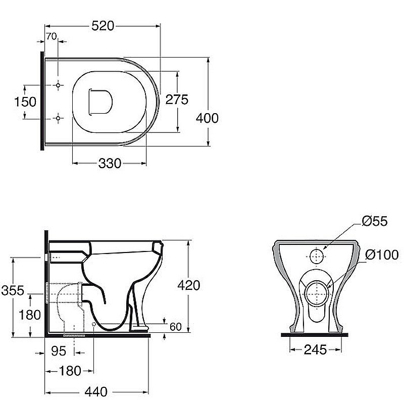 Унитаз приставной Azzurra Charme CHVCTT000000BI белый купить в интернет-магазине Sanbest