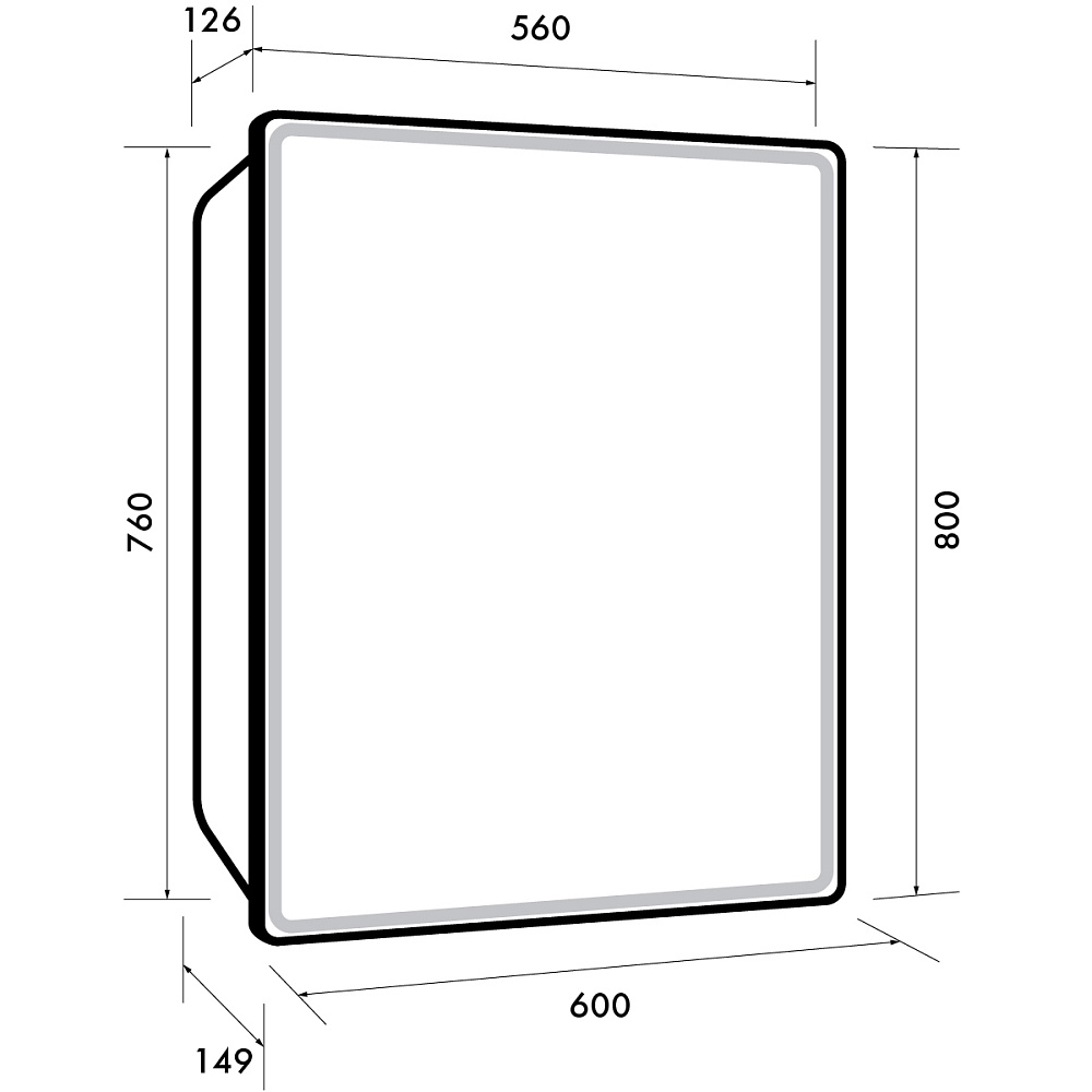 Шкаф зеркальный c LED-подсветкой Dreja POINT 60x80 белый в ванную от интернет-магазине сантехники Sanbest