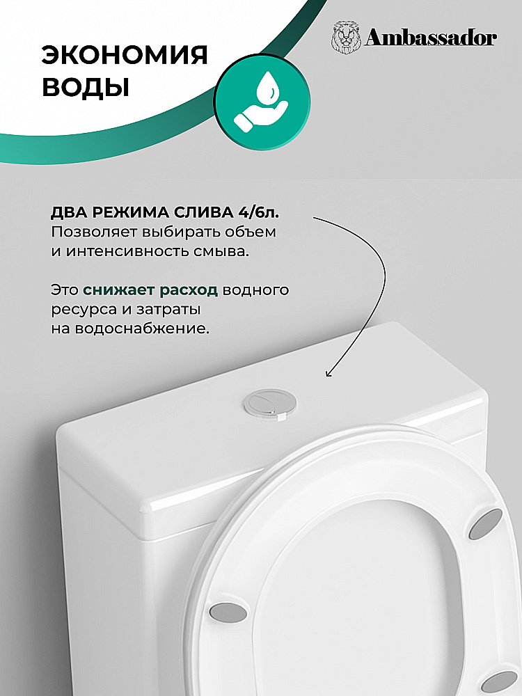 Унитаз Ambassador Ritz 237K19002S с бачком, с крышкой микролифт, белый купить в интернет-магазине Sanbest