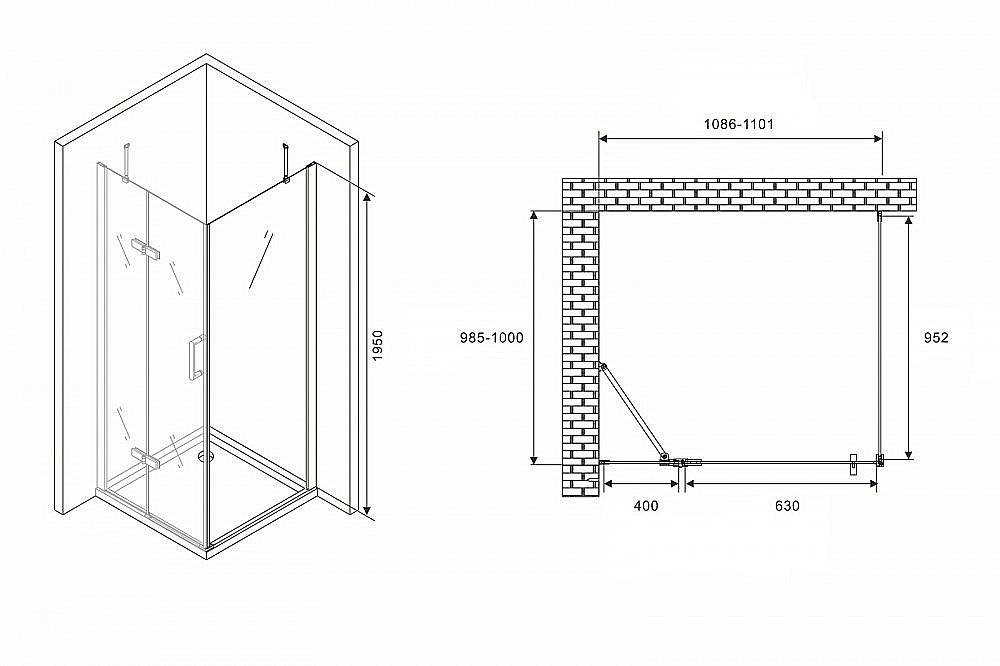 Душевой уголок Abber Zart AG08110-S101 110x100 купить в интернет-магазине Sanbest