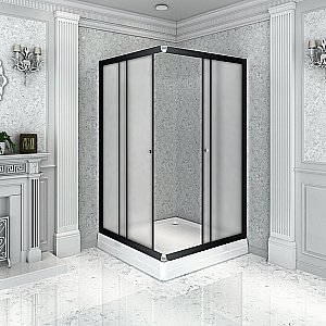 Душевой уголок Радомир Дрим 100x100 стекло матовое/черный профиль купить в интернет-магазине Sanbest
