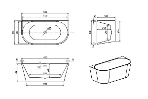Акриловая ванна Royal Bath RIVA RB610210GD 150х75 белый купить в интернет-магазине Sanbest