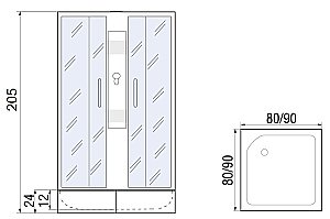Душевая кабина River Quadro 24 80x80 МТ без крыши купить в интернет-магазине Sanbest