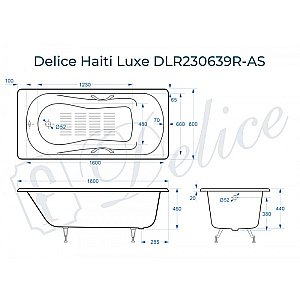 Ванна Delice Haiti Luxe Elite 180х80 DLR230636R-AS 180х80 белая купить в интернет-магазине Sanbest